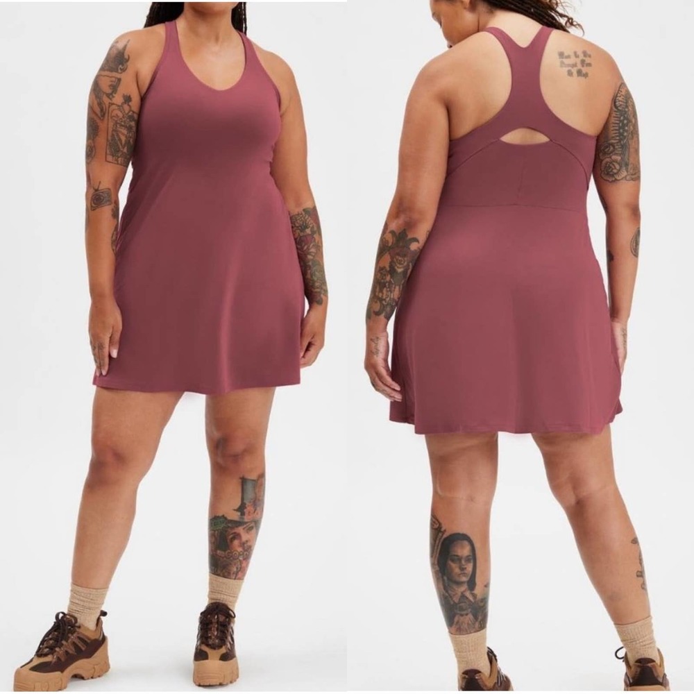 Girlfriend Collective Dress Womens Large Fig Mauve Lola VNeck Tank Athleisure